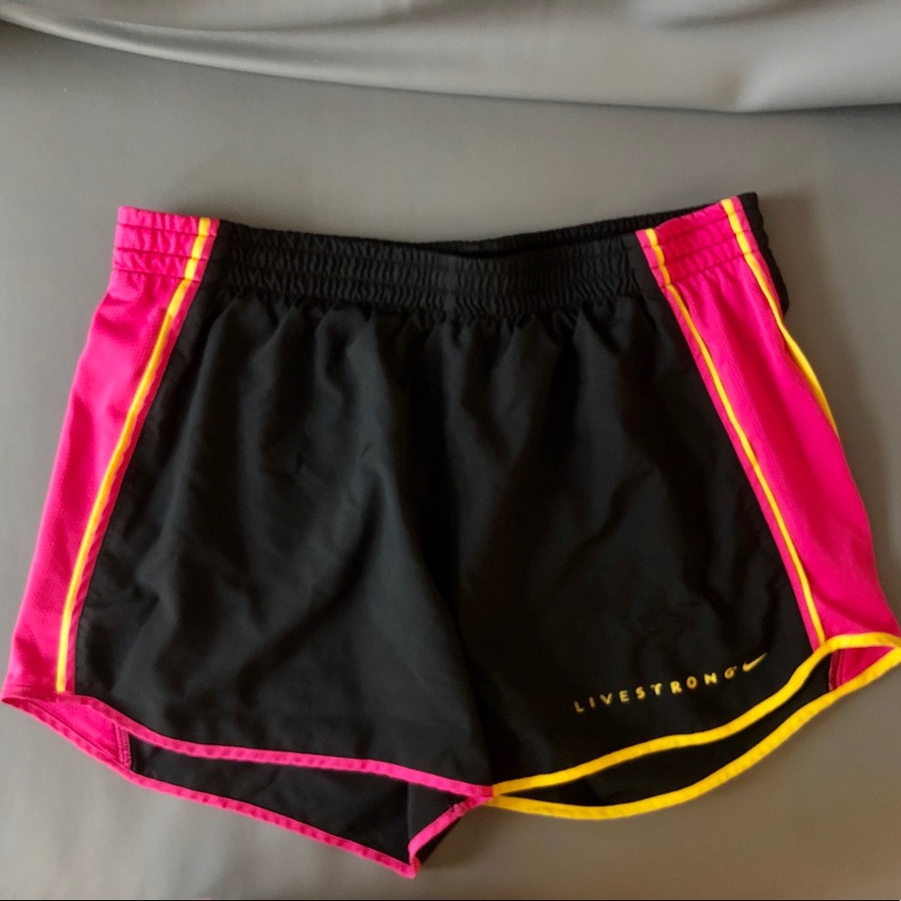 NIKE Black pink and yellow athletic running shorts